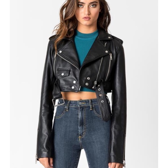 Soldddd Carmar Cropped Leather Moto 
